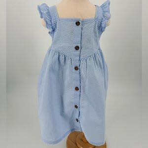 H&M Toddler Sky Blue Ruffle Dress Size 2T Cotton Button Front